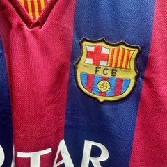 ÁO BÓNG ĐÁ BARCELONA 2014/15 SÂN NHÀ (In ấn note vào ghi chú đơn hàng, tên số 70k, patch C1 40K)