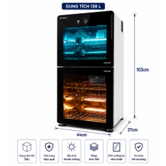 TỦ SẤY BÁT ĐĨA RANOX 138L CAO CẤP