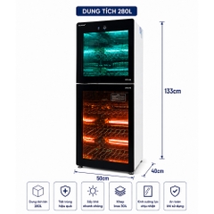 TỦ SẤY BÁT ĐĨA RANOX 280L CAO CẤP