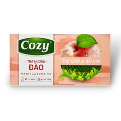 Trà Cozy Ice Tea hương đào hộp 240g - Trà túi lọc Cozy hương đào 50g