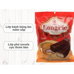 Bánh longpie Hải Hà kem marshmallow phủ socola hương cốm gói 216g