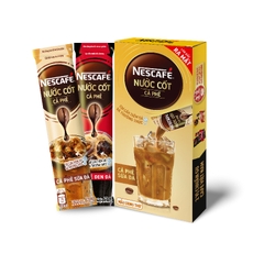 Hộp 5 gói nước cốt cà phê sữa NesCafé 75ml, cà phê đen NesCafé 75ml.