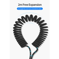 Dây cáp sạc Rockspace  2m dây dù 3 cổng Lightning / Micro USB/ chuẩn C sạc 3 thiết bị cùng lúc,sạc nhanh,hàng chính hãng