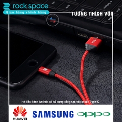 Dây cáp sạc Rockspace M5 dây dù cổng typeC dành cho điện thoại android - Hàng chính hãng bảo hành 12 tháng