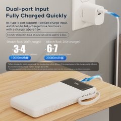 Pin dự phòng tích hợp dây sạc Rockspace P79 sạc nhanh 22.5W - Hàng chính hãng bảo hành 12 tháng lỗi 1 đổi 1