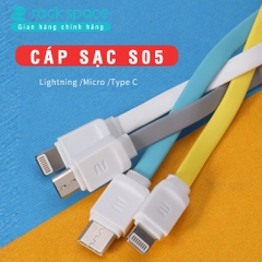 Cáp Rockspace S05 Micro dây dẹt chống rối dành samsung và các điện thoại android Hàng chính hãng bảo hành 12 tháng