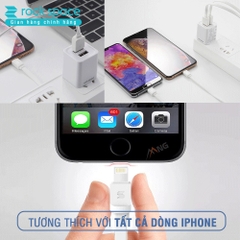 Cáp sạc Rockspace S05 lighning dành cho iphone, dây dẹt chống rối, chính hãng sạc nhanh màu trắng, xám bảo hành 1 năm
