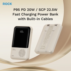 Pin sạc dự phòng tích hợp dây sạc Rockspace P95 sạc nhanh 22.5w 10000mAh hàng chính hãng có BH