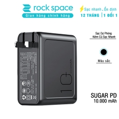 Pin sạc dự phòng Rockspace Sugar kiêm củ sạc nhanh chuẩn PD 10.000 mAh