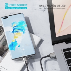 Dây cáp sạc nhanh TypeC Rockspace M1 dây dù sạc nhanh 6A độ dài 1m, hàng chính hãng bảo hành 12 tháng