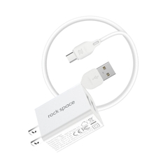 Bộ sạc nhanh Micro Rockspace T39 2 cổng 2,4A  Cáp sạc micro màu trắng hàng chính hãng BH12 tháng