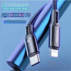 Dây Sạc iphone Rockspace R2 sạc nhanh PD 18W Type-C to dây dù,Bảo hành 1 năm