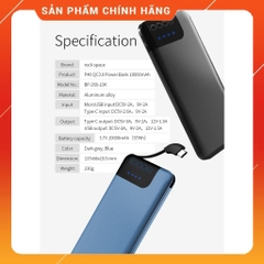 Pin dự phòng Rockspace P40 hỗ trợ sạc nhanh Quickcharger QC3.0 Power Bank 10000mAh - Hàng chính hãng bảo hành 12 tháng