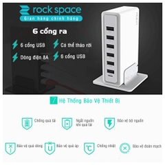 Củ sạc Rockspace để bàn 6 cổng dành cho gia đình và văn phòng hoặc cửa hàng - Hàng chính hãng bảo hành