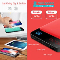 Pin dự phòng kiêm sạc không dây Rock space P39 8000 mAh-  Hàng chính hãng bảo hành 12 tháng lỗi 1 đổi 1