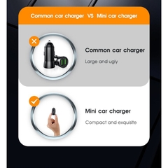 Tẩu sạc mini trên xe hơi Rockspace C304, 2 cổng sạc nhanh 24W, nhỏ gọn, an toàn, không nóng máy bảo hành 12 tháng