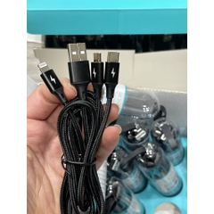 Dây Cáp Sạc ba đầu Devia dây dù, sạc 3 thiết bị cùng lúc - Hàng chính hãng Bảo hành 12 tháng