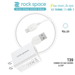Bộ củ cáp sạc nhanh cho iPhone Rockspace T39 củ sạc 2 cổng 2.4A hàng bảo hành 12 tháng lỗi 1 đổi 1
