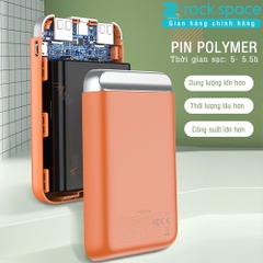 Sạc dự phòng mini chính hãng Rockspace P71 dung lượng 10.000 mAh  cho điện thoại iphone, Samsung, huawei, Oppo