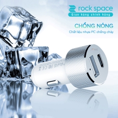 Tẩu sạc 2 cổng sạc nhanh trên xe hơi Rockspace Sitor typeC