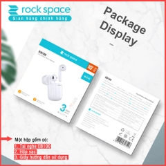 Tai nghe bluetooth không dây nhét tai Rockspace EB100, tw5, có mic, chơi game, nghe nhạc, chính hãng bảo hành 12 tháng