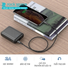 Dây Sạc iphone Rockspace R2 sạc nhanh PD 18W Type-C to dây dù,Bảo hành 1 năm