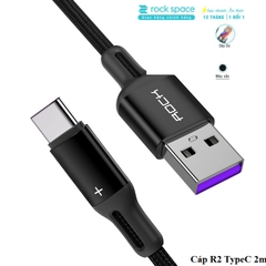 Dây Sạc Samsung Chính Hãng Rockspace R2 TypeC 2 mét dây dù màu đen sạc nhanh đầu kim loại BH 1 Năm