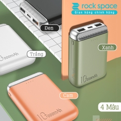 Sạc dự phòng mini chính hãng Rockspace P71 dung lượng 10.000 mAh  cho điện thoại iphone, Samsung, huawei, Oppo