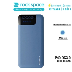 Pin dự phòng Rockspace P40 hỗ trợ sạc nhanh Quickcharger QC3.0 Power Bank 10000mAh - Hàng chính hãng bảo hành 12 tháng