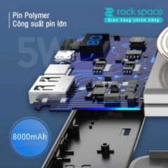 Pin dự phòng kiêm sạc không dây Rock space P39 8000 mAh-  Hàng chính hãng bảo hành 12 tháng lỗi 1 đổi 1