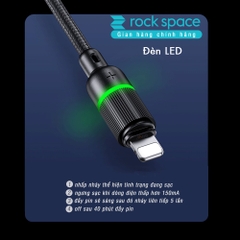 Dây Cáp Sạc iPhone chính hãng Rockspace R10 sạc nhanh tự ngắt khi đầy pin dây dù có đèn led báo sạc Bảo hành 1 năm