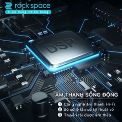 Tai nghe bluetooth không dây nhét tai Rockspace EB100, tw5, có mic, chơi game, nghe nhạc, chính hãng bảo hành 12 tháng