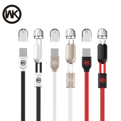 Dây cáp sạc 2 đầu sạc iphone và samsung chính hãng WK độ dài 1,2 m màu đỏ, đen, trắng, Hàng chính hãng bảo hành 12 tháng