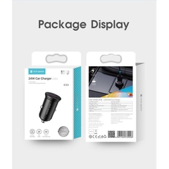 Tẩu sạc mini trên xe hơi Rockspace C304, 2 cổng sạc nhanh 24W, nhỏ gọn, an toàn, không nóng máy bảo hành 12 tháng