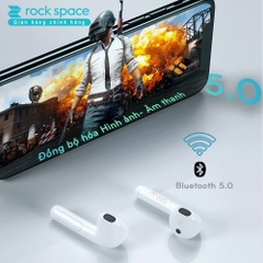 Tai nghe bluetooth không dây nhét tai Rockspace EB100, tw5, có mic, chơi game, nghe nhạc, chính hãng bảo hành 12 tháng