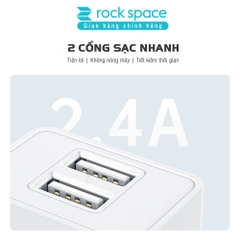 Bộ củ cáp sạc nhanh TypeC Rockspace T39 sạc nhanh không nóng máy màu trắng bảo hành 12 tháng