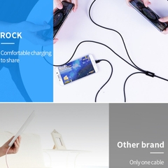 Dây cáp sạc Rockspace  2m dây dù 3 cổng Lightning / Micro USB/ chuẩn C sạc 3 thiết bị cùng lúc,sạc nhanh,hàng chính hãng