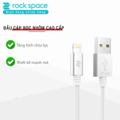 Cáp sạc Rockspace dây dù đầu kim loại chuẩn MFI dành cho iphone, sạc nhanh, ổn định, chính hãng bảo hành 1 năm