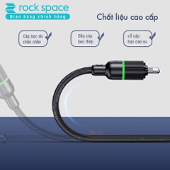 Dây Cáp Sạc iPhone chính hãng Rockspace R10 sạc nhanh tự ngắt khi đầy pin dây dù có đèn led báo sạc Bảo hành 1 năm