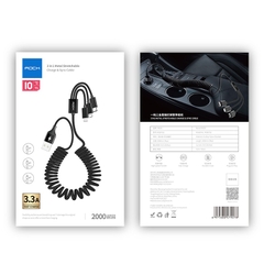 Dây cáp sạc Rockspace  2m dây dù 3 cổng Lightning / Micro USB/ chuẩn C sạc 3 thiết bị cùng lúc,sạc nhanh,hàng chính hãng