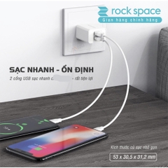 Bộ củ cáp sạc nhanh cho iPhone Rockspace T39 củ sạc 2 cổng 2.4A hàng bảo hành 12 tháng lỗi 1 đổi 1
