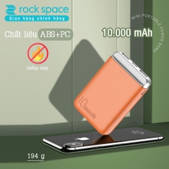 Sạc dự phòng mini chính hãng Rockspace P71 dung lượng 10.000 mAh  cho điện thoại iphone, Samsung, huawei, Oppo