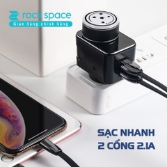 Củ sạc 2 cổng 2,1A Rockspace T21 sạc nhanh tích hợp đèn ngủ tùy chỉnh độ sáng - Hàng chính hãng bảo hành 12 tháng
