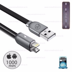 Dây cáp sạc 2 đầu sạc iphone và samsung chính hãng WK độ dài 1,2 m màu đỏ, đen, trắng, Hàng chính hãng bảo hành 12 tháng