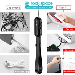 Dây cáp sạc typeC Rockspace S3 dành cho điện thoại kiêm móc khóa độ dài 21cm hàng chính hãng bảo hành 12 tháng