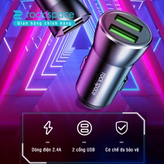 Tẩu sạc nhanh cho ô tô 2 cổng USB Rockspace H8 - Hàng chính hãng bảo hành 12 tháng lỗi  đổi 1