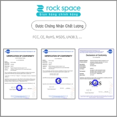 Combo Pin sạc dự phòng Rockspace 10000mAh và cáp sạc dây dẹt chống dối dành cho iphone-Hàng chính hãng bảo hành 12 tháng