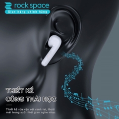Tai nghe bluetooth không dây nhét tai Rockspace EB100, tw5, có mic, chơi game, nghe nhạc, chính hãng bảo hành 12 tháng