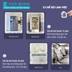 Máy tạo Ozone diệt khuẩn, khử mùi Rockspace O3 dùng trên xe hơi, phòng tắm, tủ quần áo, 2 màu xanh, bạc Hàng chính hãng