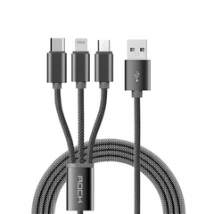 Cáp Rock dây dù 3 cổng Lightning / Micro USB/ chuẩn C